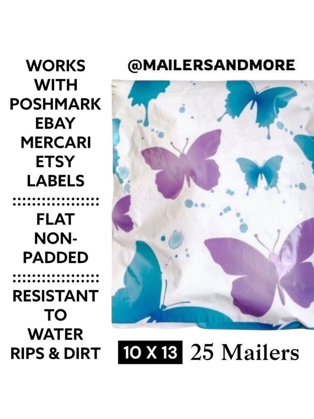 25 10X13 Poly Mailers Butterfly Flat Shipping Envelopes PRICE FIRM - Picture 3 of 10